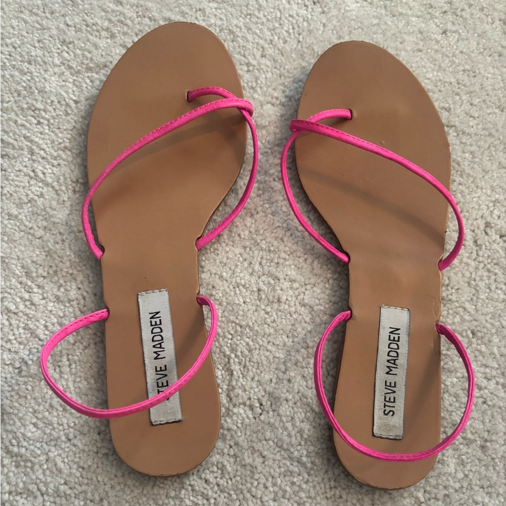 Steve Madden Pink Tan Minimalist Strappy Sandals 8